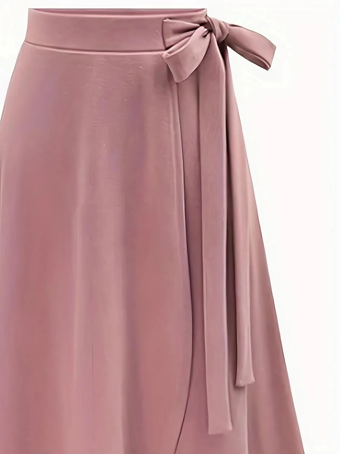 Melliflo Women's High Waist A-Line Slit Irregular Bow Skirt Casual Beach Flowy Swing Long Skirts