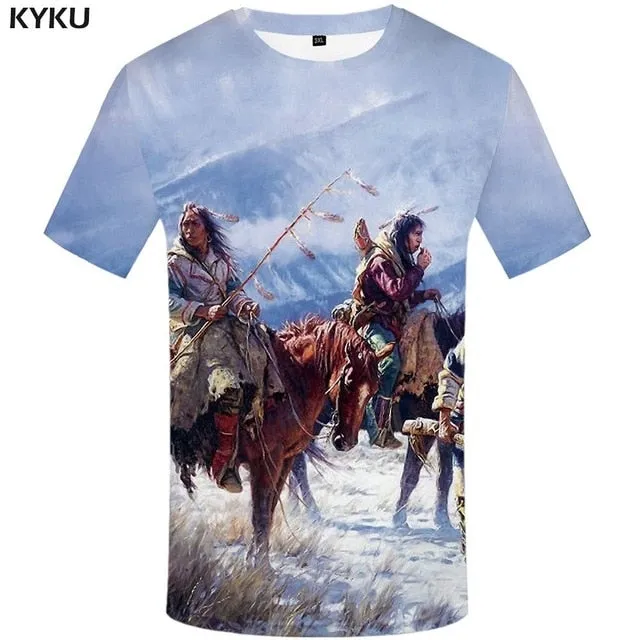 Men Harajuku T-shirts 3d America Tshirt Printed Feather Tshirts Casual Colorful Anime Clothes