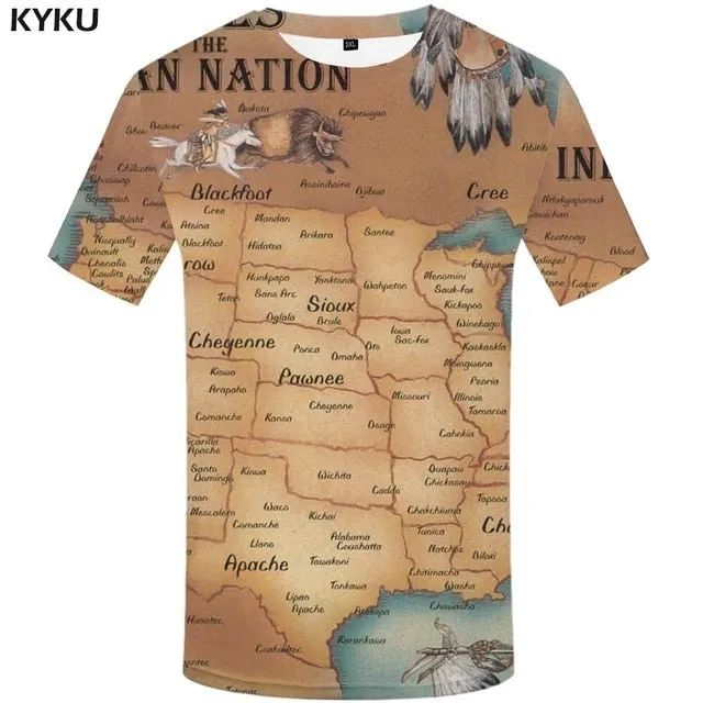 Men Harajuku T-shirts 3d America Tshirt Printed Feather Tshirts Casual Colorful Anime Clothes