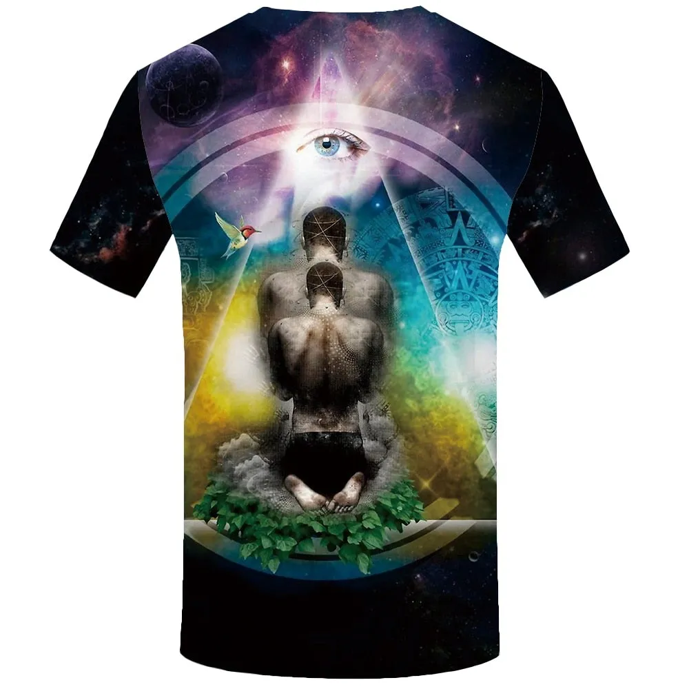 Men Harajuku T-shirts 3d America Tshirt Printed Feather Tshirts Casual Colorful Anime Clothes