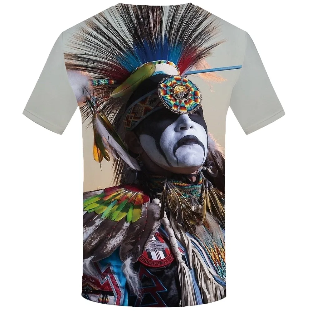 Men Harajuku T-shirts 3d America Tshirt Printed Feather Tshirts Casual Colorful Anime Clothes
