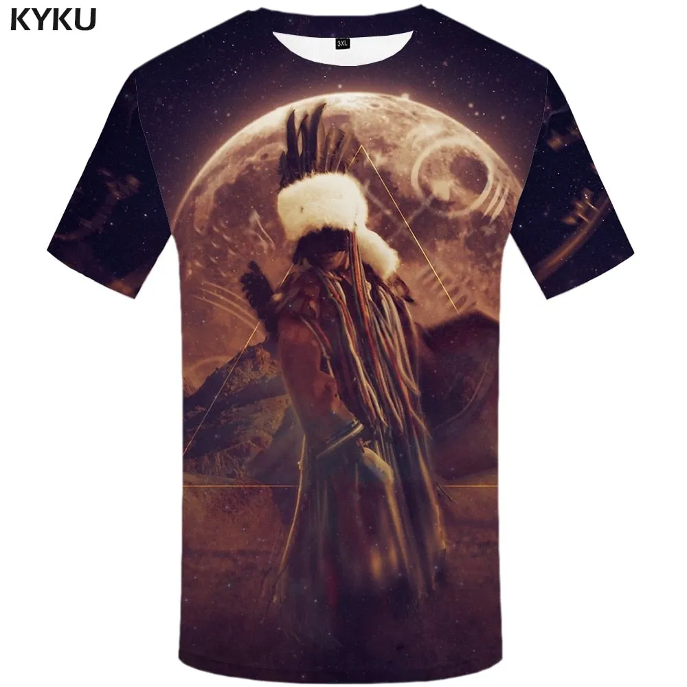 Men Harajuku T-shirts 3d America Tshirt Printed Feather Tshirts Casual Colorful Anime Clothes