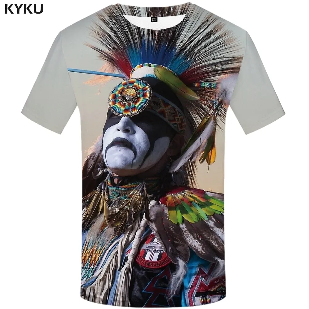 Men Harajuku T-shirts 3d America Tshirt Printed Feather Tshirts Casual Colorful Anime Clothes