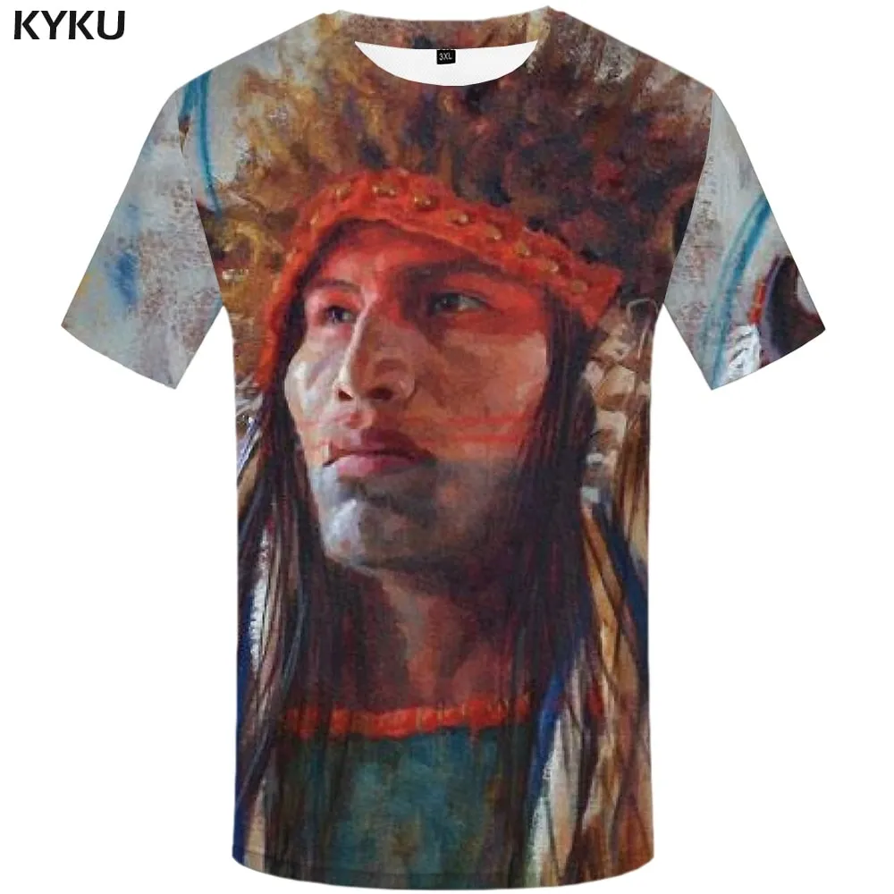 Men Harajuku T-shirts 3d America Tshirt Printed Feather Tshirts Casual Colorful Anime Clothes