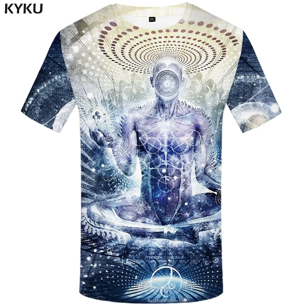 Men Harajuku T-shirts 3d America Tshirt Printed Feather Tshirts Casual Colorful Anime Clothes