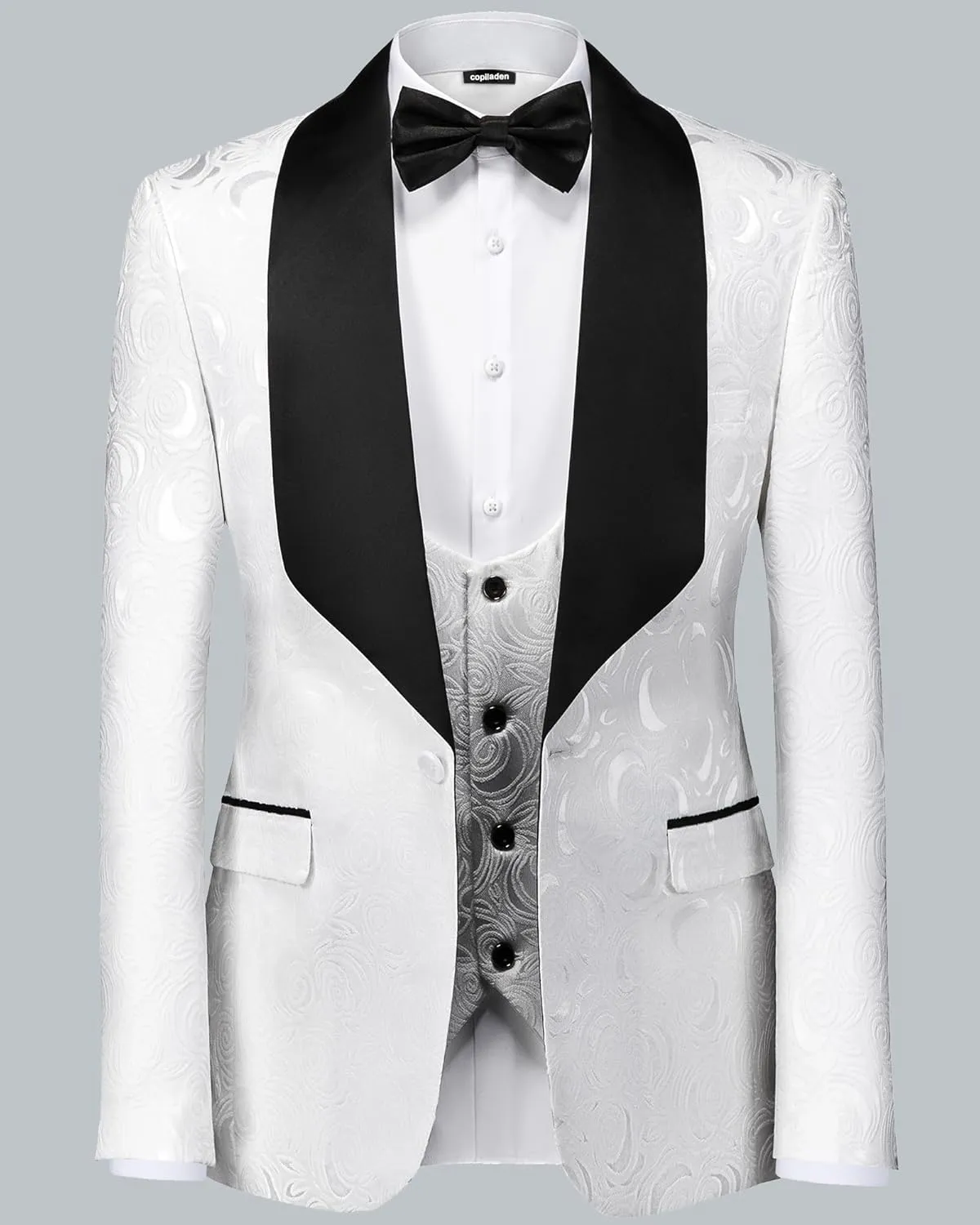 Men Suit 3 Piece Slim Fit Tuxedo for Men Paisley Suit Tux Shawl Lapel One Button Blazer Waistcoat Pant Set for Prom