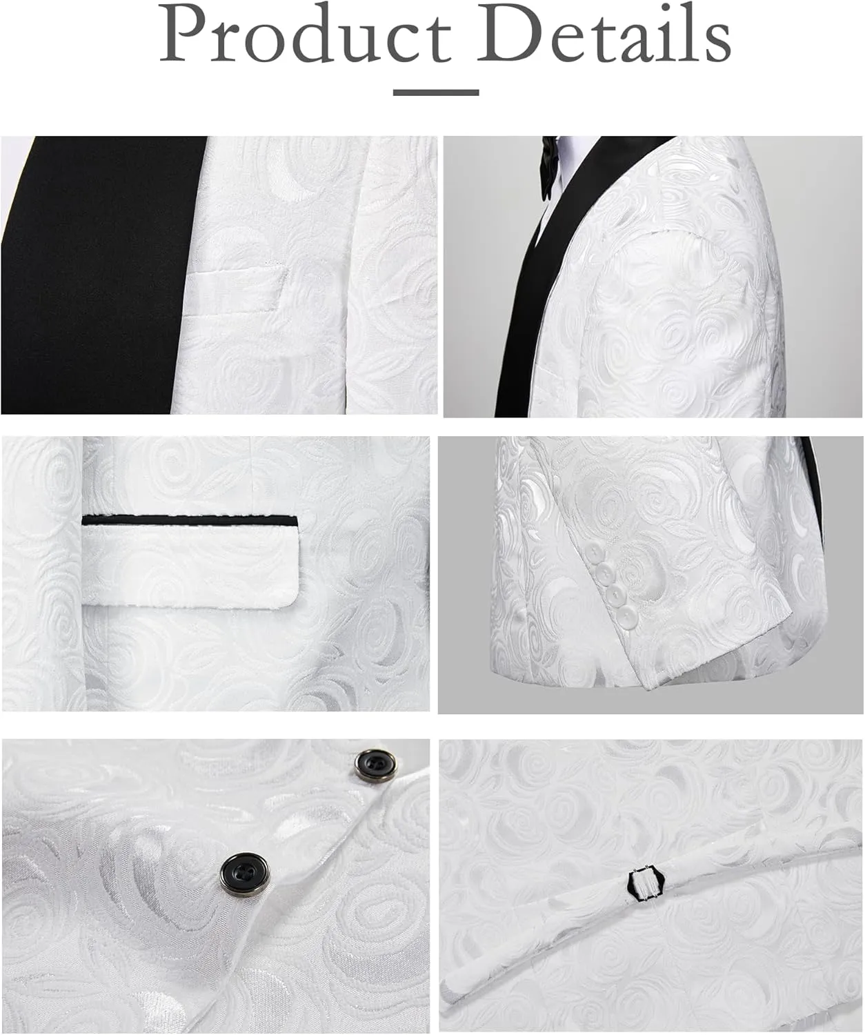 Men Suit 3 Piece Slim Fit Tuxedo for Men Paisley Suit Tux Shawl Lapel One Button Blazer Waistcoat Pant Set for Prom