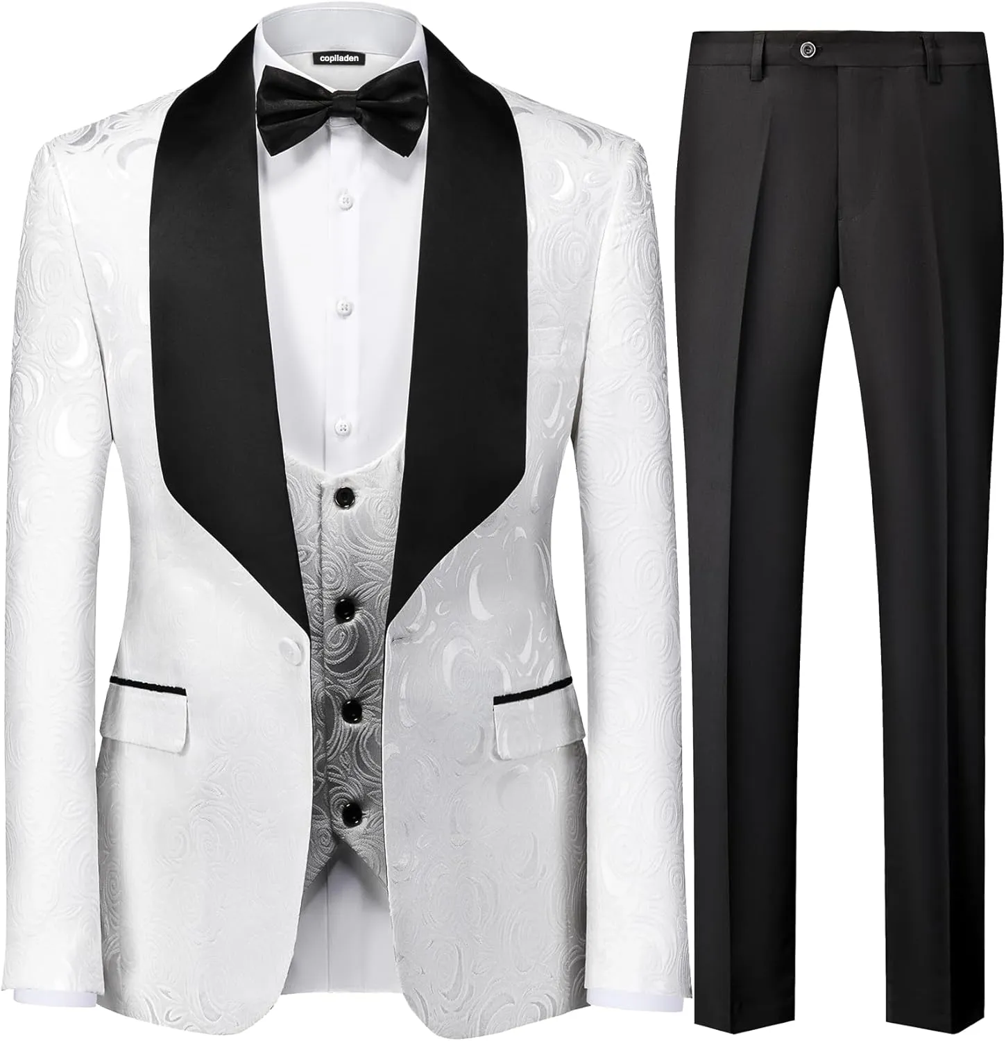 Men Suit 3 Piece Slim Fit Tuxedo for Men Paisley Suit Tux Shawl Lapel One Button Blazer Waistcoat Pant Set for Prom