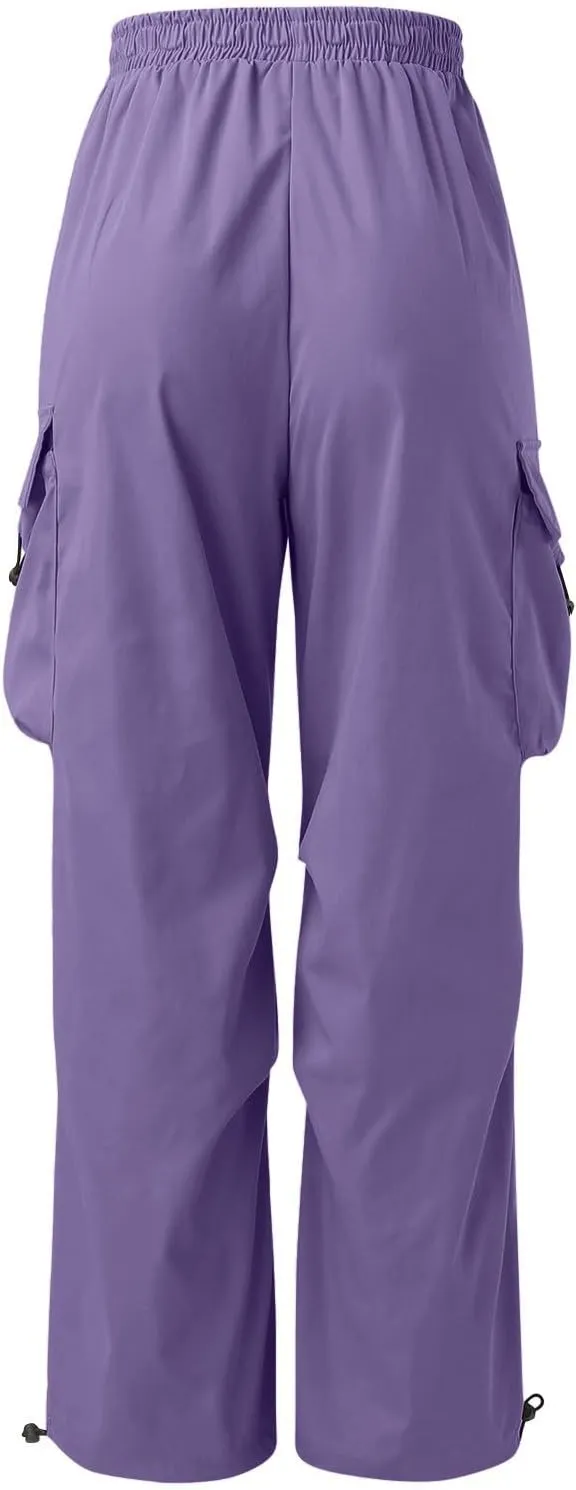 Men's Baggy Cargo Pants Trendy Casual Parachute Pants Drawstring Loose Fit Sweatpants Multi Pockets