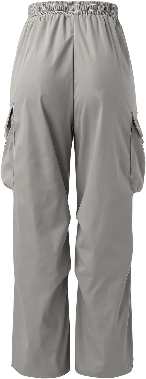 Men's Baggy Cargo Pants Trendy Casual Parachute Pants Drawstring Loose Fit Sweatpants Multi Pockets