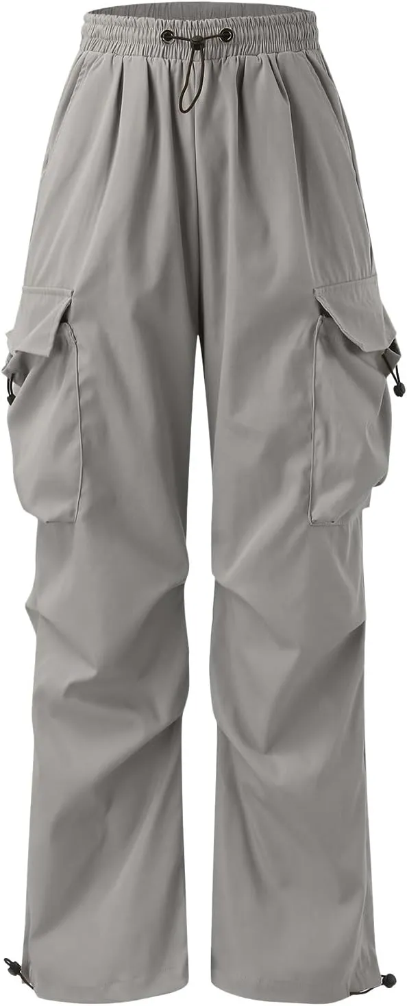 Men's Baggy Cargo Pants Trendy Casual Parachute Pants Drawstring Loose Fit Sweatpants Multi Pockets