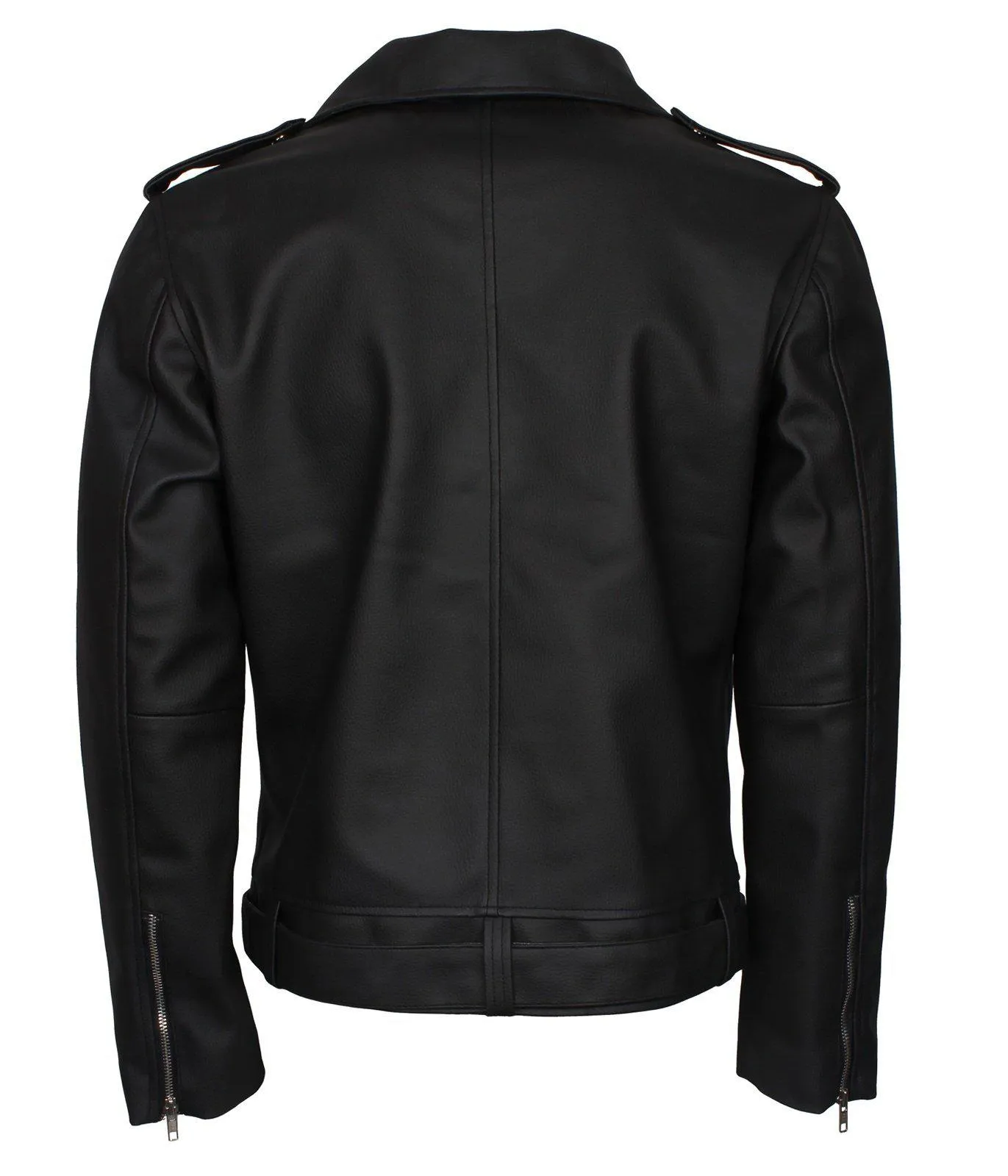 Mens Black Faux Leather Dead Walking Jacket Motorcycle Style