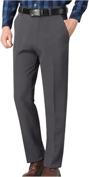 Mens Dress Pants Stretch Pleated Front Suit Pants Casual Classic Fit Dress Pants Straight Fit Pants