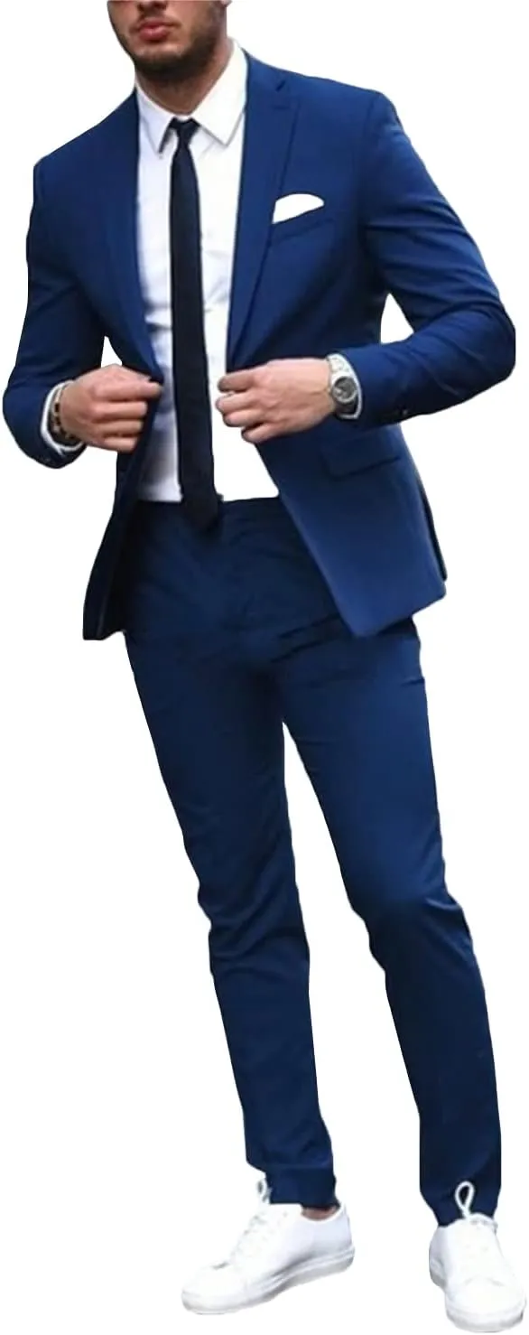 Men's Formal Notch Lapel Suit Two Pieces Jacket & Pants Set Groom Business Casual Tuxedos