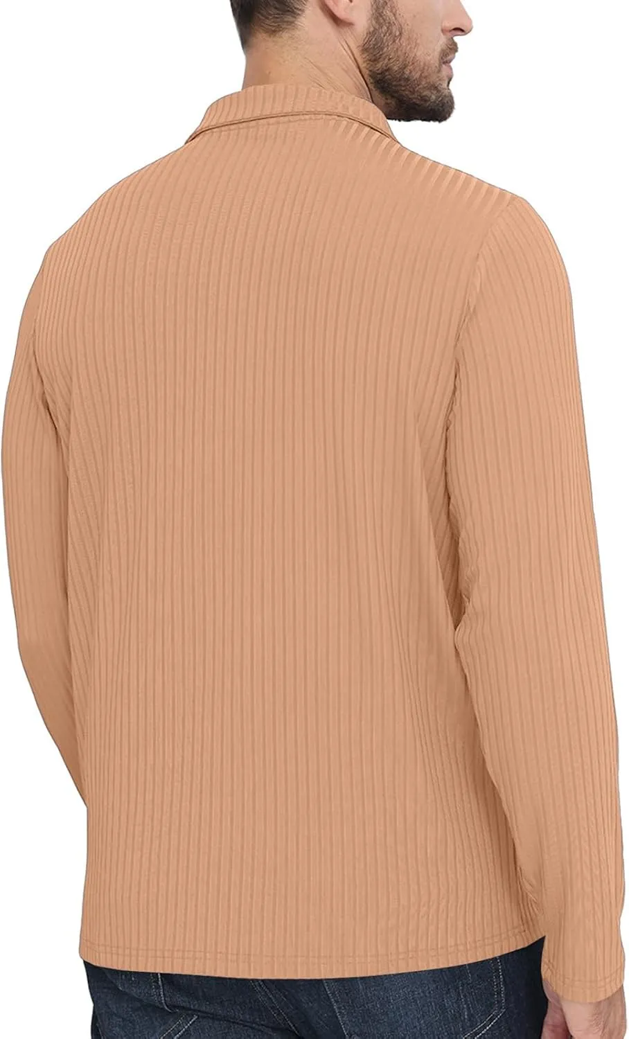 Men's Knit Polo Shirts Casual V Neck T-Shirts Stylish Golf Polo Shirts Ribbed Soft Tee