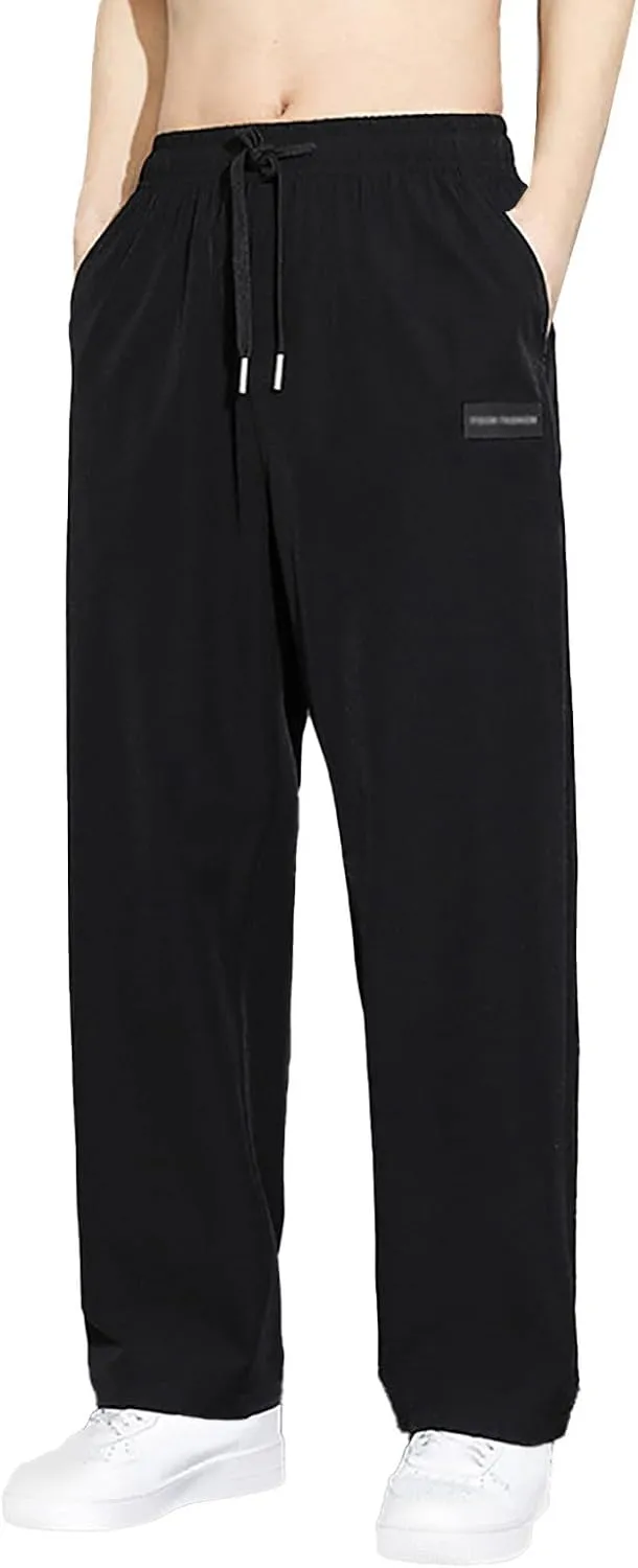 Mens Lightweight Jogging Pant Pockets Chino Work Joggers Loose Sports Casual Sweatpant Plain Pants