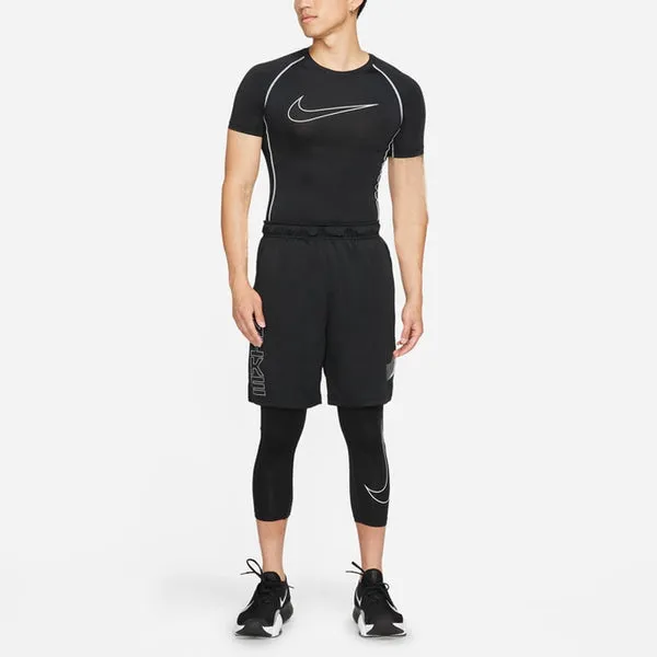 Men's Nike Logo Printing Sports Breathable Short Sleeve Black Gym Clothes, black