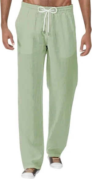 Men's Pants Casual Baggy Pants Solid Breathable Comfy Lounge Pants Elastic Waist Joggers with Pockets House Trousers