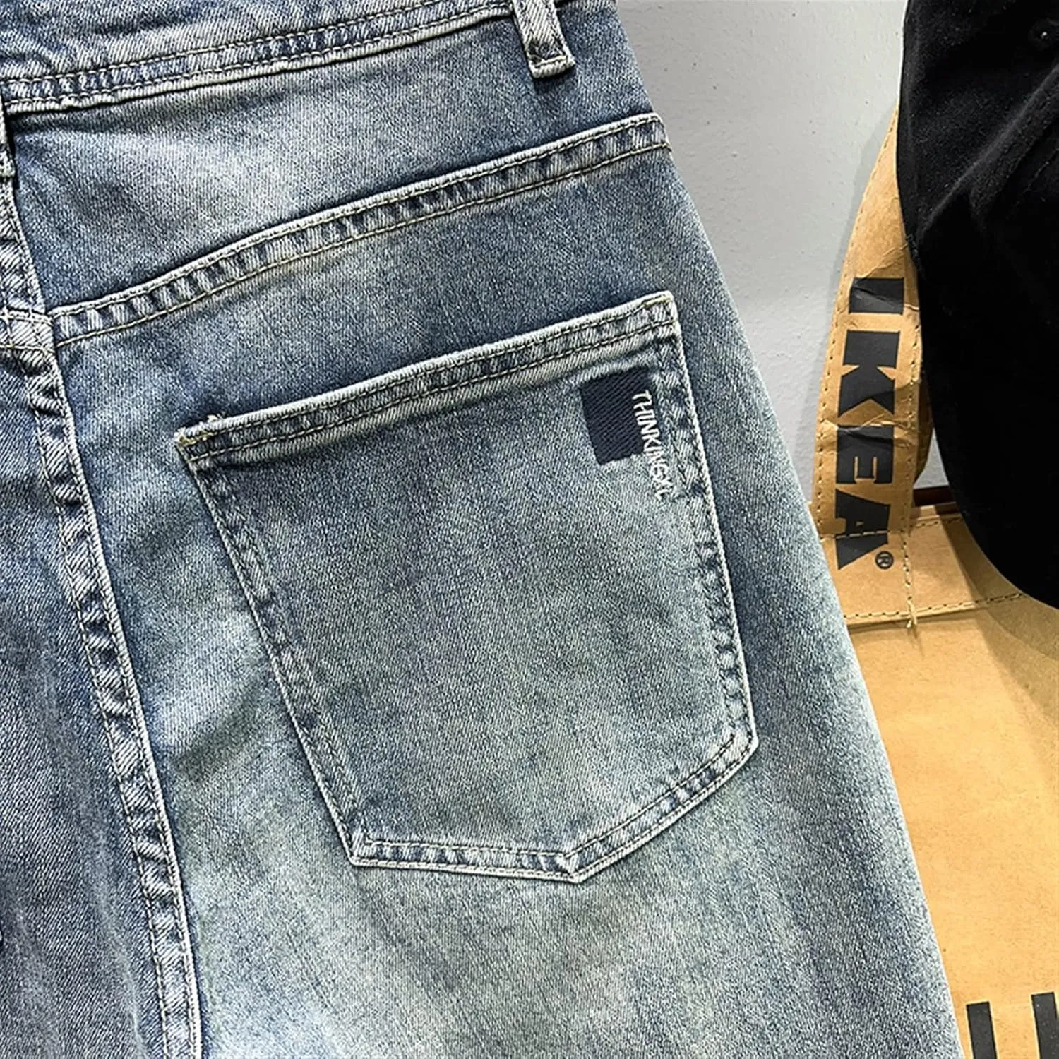 Men's Pants Men's Loose Jeans Wide Leg Harem Pants Light Blue Stretch Style Street Style Washed Hip Hop Pants
