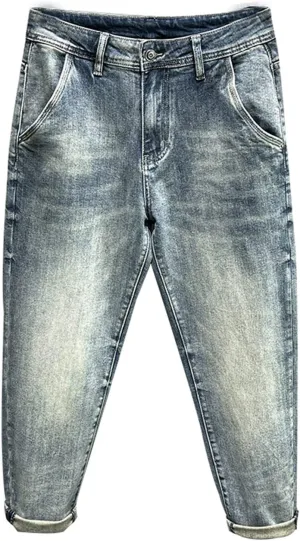 Men's Pants Men's Loose Jeans Wide Leg Harem Pants Light Blue Stretch Style Street Style Washed Hip Hop Pants