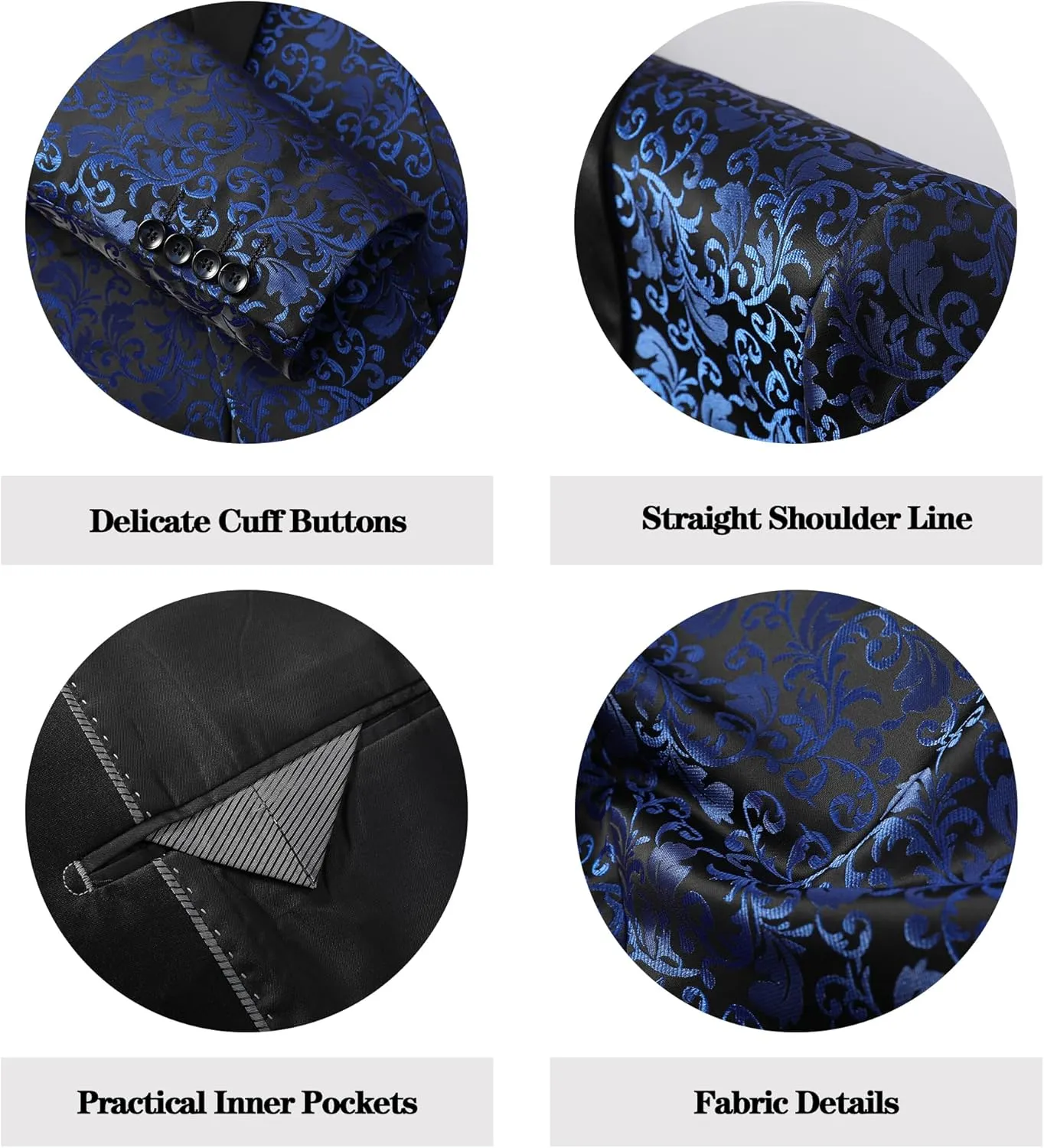 Mens Suit Set 2 Piece Floral Suits for Men Wedding Tuxedo Prom Party Dinner Jacket and Pants
