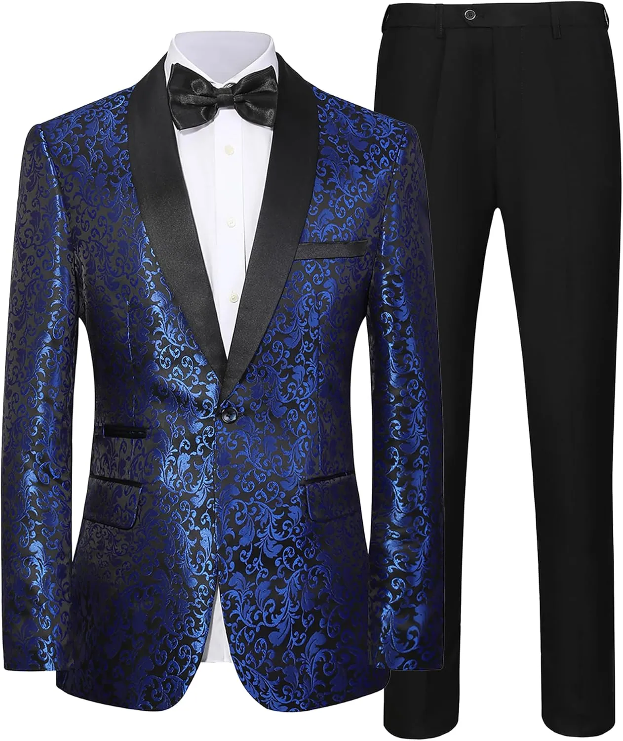 Mens Suit Set 2 Piece Floral Suits for Men Wedding Tuxedo Prom Party Dinner Jacket and Pants