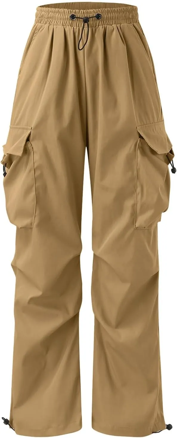 Mens Work Cargo Pant Cotton Stretchy Casual Joggers Drawstring Elastic Waist Outdoor Pants Multi Pockets