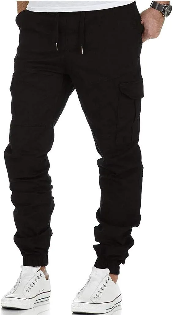 Mens Workout Cargo Sweatpants Trousers Slim Fit Stretch Pants Plaid Sweatpants Mens Fashion Joggers Sports Pants Mens