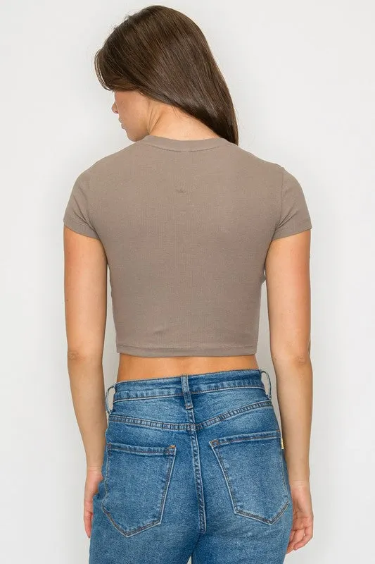 Mier Ribbed Cropped Layering Tops (black and white)