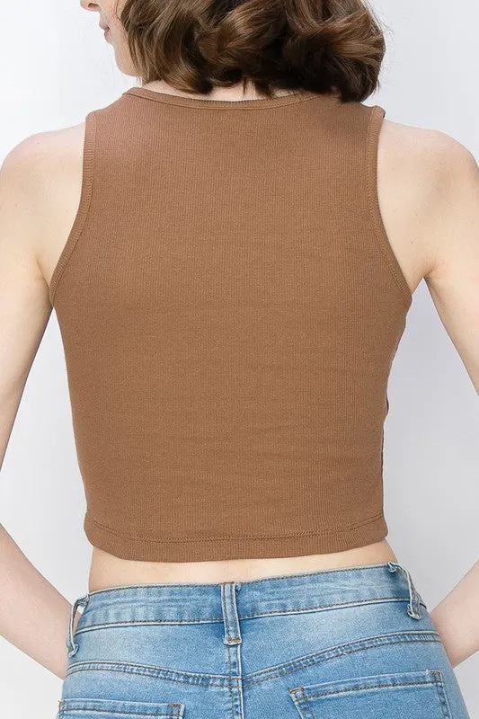 Mier Ribbed Cropped Layering Tops (black and white)