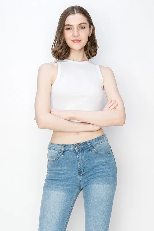 Mier Ribbed Cropped Layering Tops (black and white)