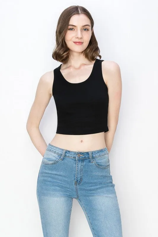 Mier Ribbed Cropped Layering Tops (black and white)