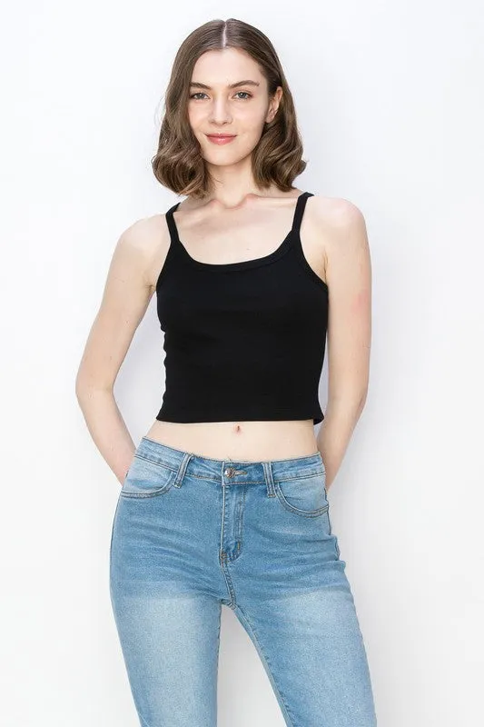Mier Ribbed Cropped Layering Tops (black and white)
