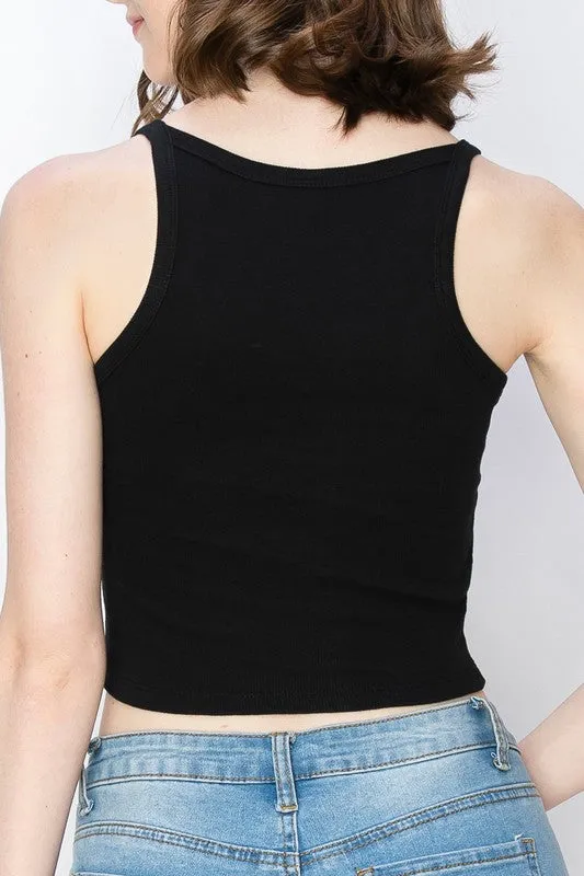 Mier Ribbed Cropped Layering Tops (black and white)