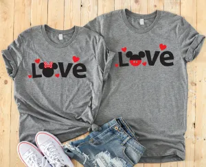 Minnie and Mickey Love Valentine's Day T Shirts  - Disney Couples - Matching Shirts