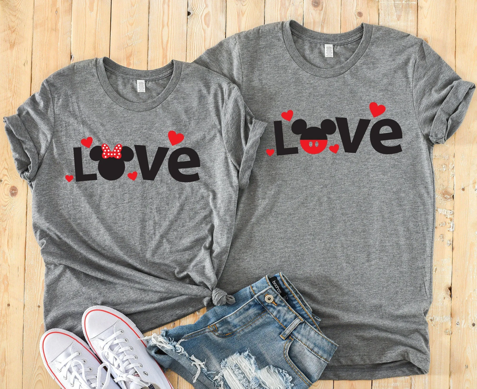 Minnie and Mickey Love Valentine's Day T Shirts  - Disney Couples - Matching Shirts