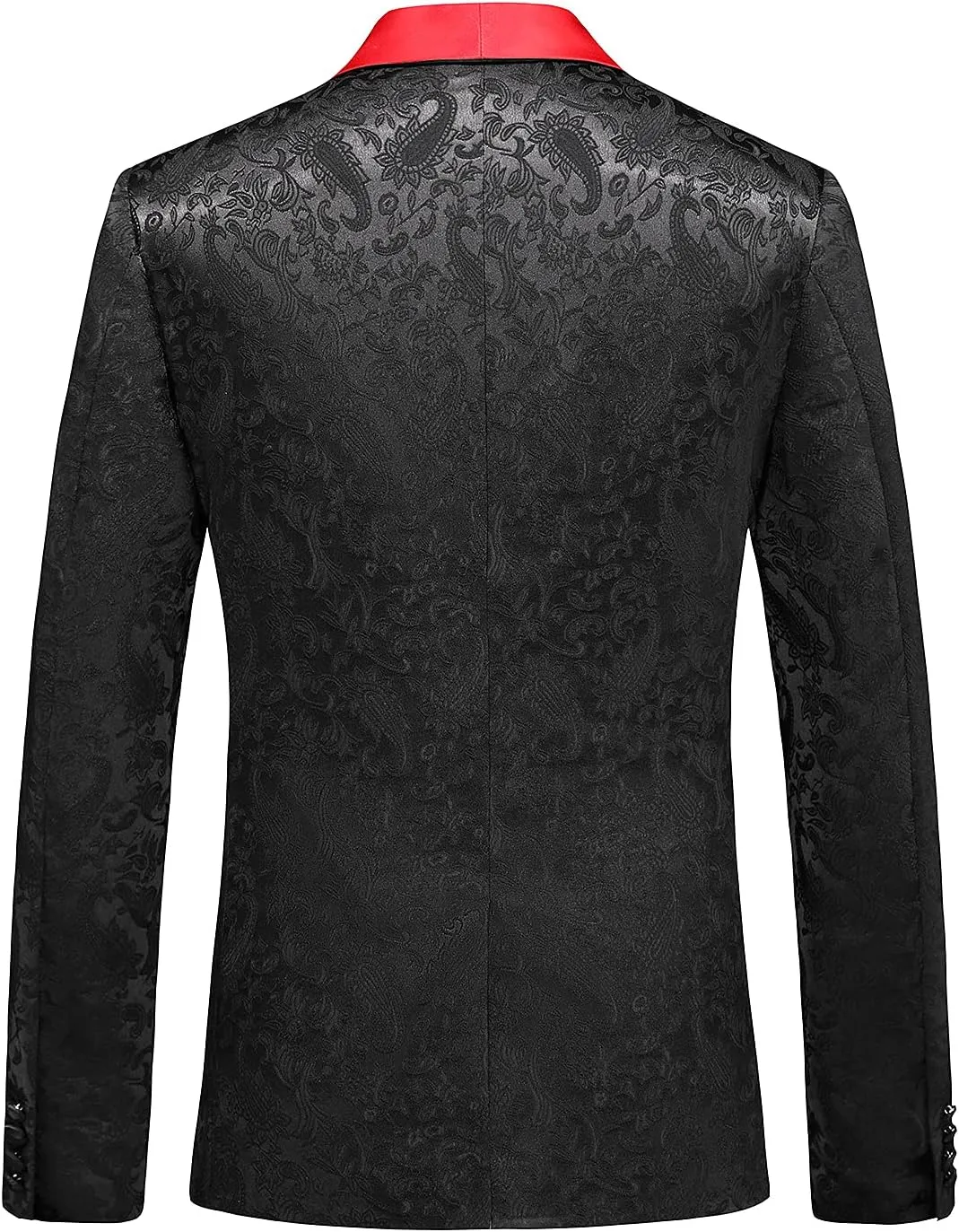MOGU Mens 3 Piece Tuxedo Slim Fit Jacquard Floral Vintage Groomsmen Wedding Prom Suit