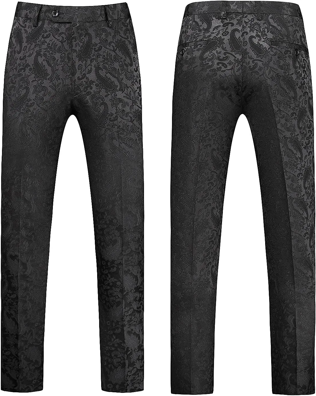 MOGU Mens 3 Piece Tuxedo Slim Fit Jacquard Floral Vintage Groomsmen Wedding Prom Suit