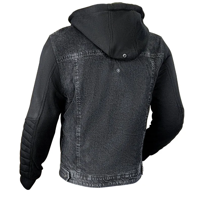 MOTODRY STONE DENIM BLACK TEXTILE HOODIE JACKET