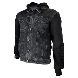 MOTODRY STONE DENIM BLACK TEXTILE HOODIE JACKET