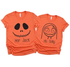 Nightmare Before Christmas - Her Jack and His Sally Shirts - Disney Couples - Matching Shirts - Halloween