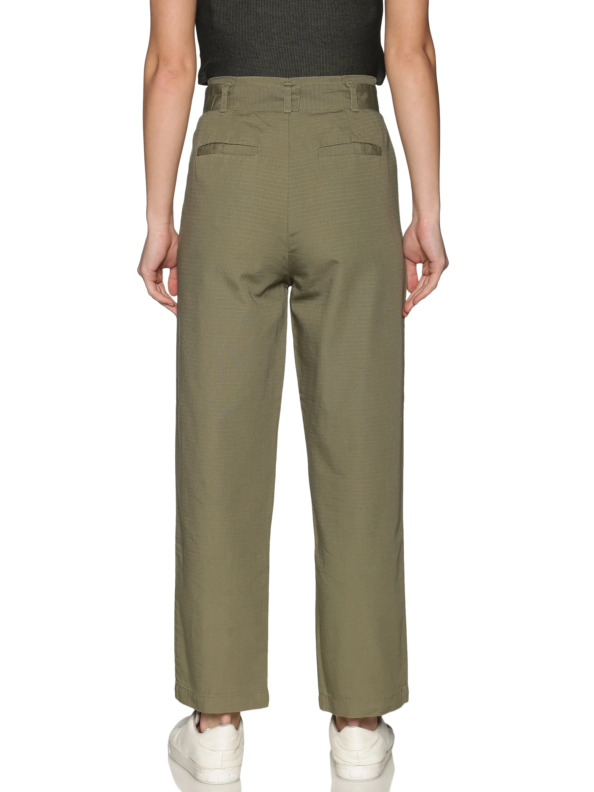 Olive High Waist Cotton Pants