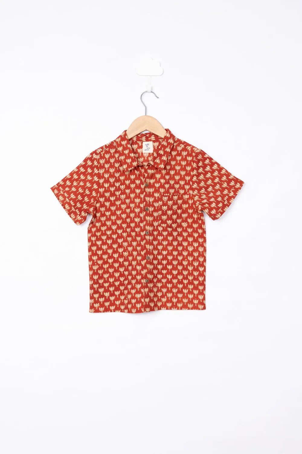 Orange Block Print Shirt
