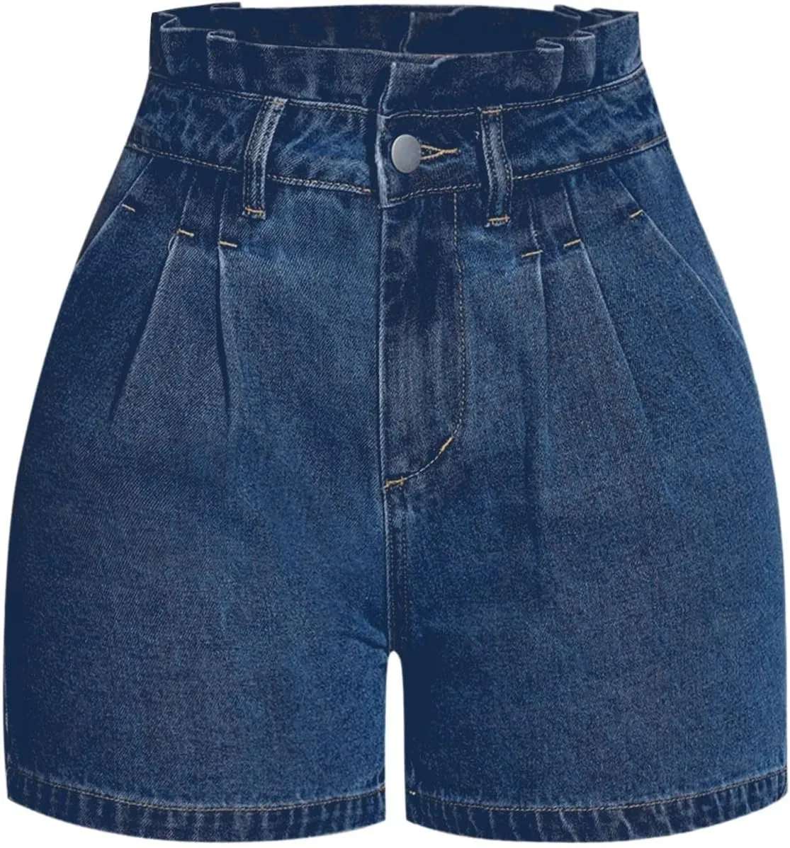 Outdoor Women's Stylish High Waisted Ruffled Vintage Denim Shorts
