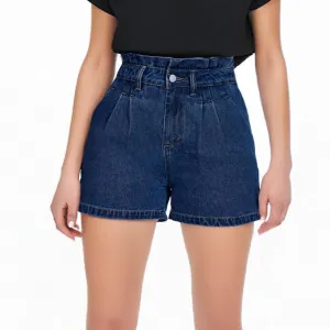 Outdoor Women's Stylish High Waisted Ruffled Vintage Denim Shorts
