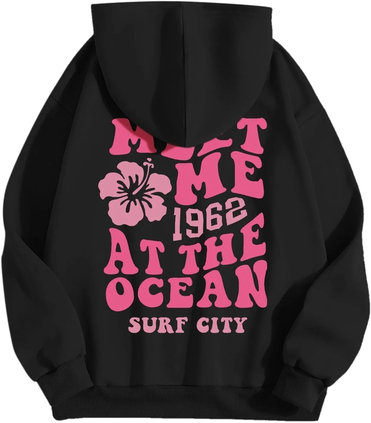 Pink Hoodies for Women Oversized Comfort Shirts Pink Palm Puff Hoodie Long Sleeve Fall Outfits 2024 Clothes Sweatshirt