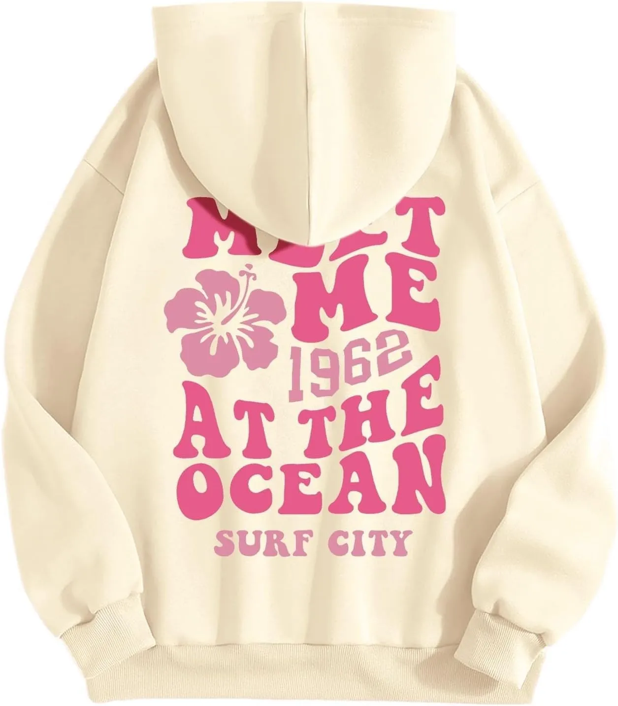 Pink Hoodies for Women Oversized Comfort Shirts Pink Palm Puff Hoodie Long Sleeve Fall Outfits 2024 Clothes Sweatshirt