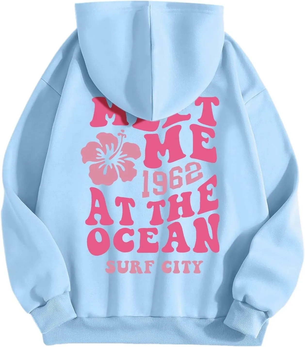 Pink Hoodies for Women Oversized Comfort Shirts Pink Palm Puff Hoodie Long Sleeve Fall Outfits 2024 Clothes Sweatshirt