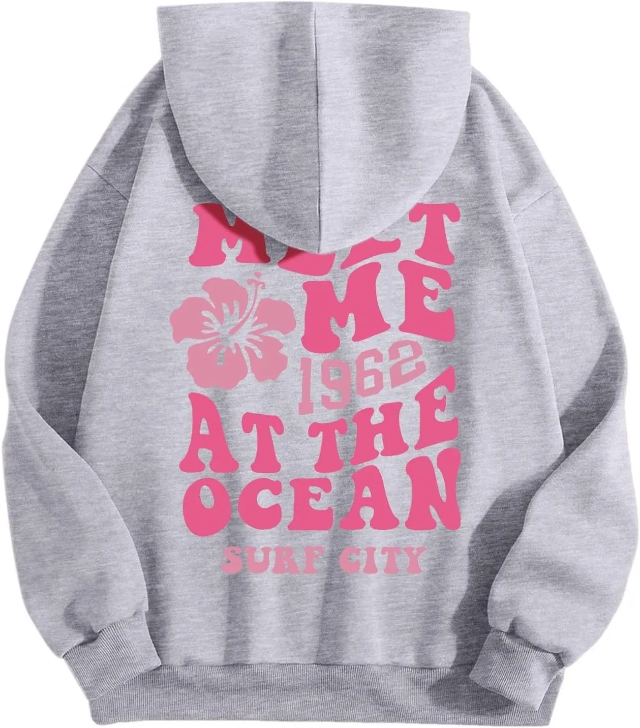 Pink Hoodies for Women Oversized Comfort Shirts Pink Palm Puff Hoodie Long Sleeve Fall Outfits 2024 Clothes Sweatshirt
