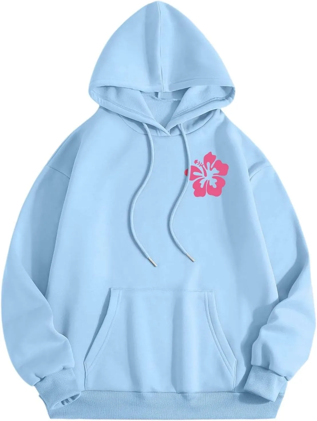 Pink Hoodies for Women Oversized Comfort Shirts Pink Palm Puff Hoodie Long Sleeve Fall Outfits 2024 Clothes Sweatshirt
